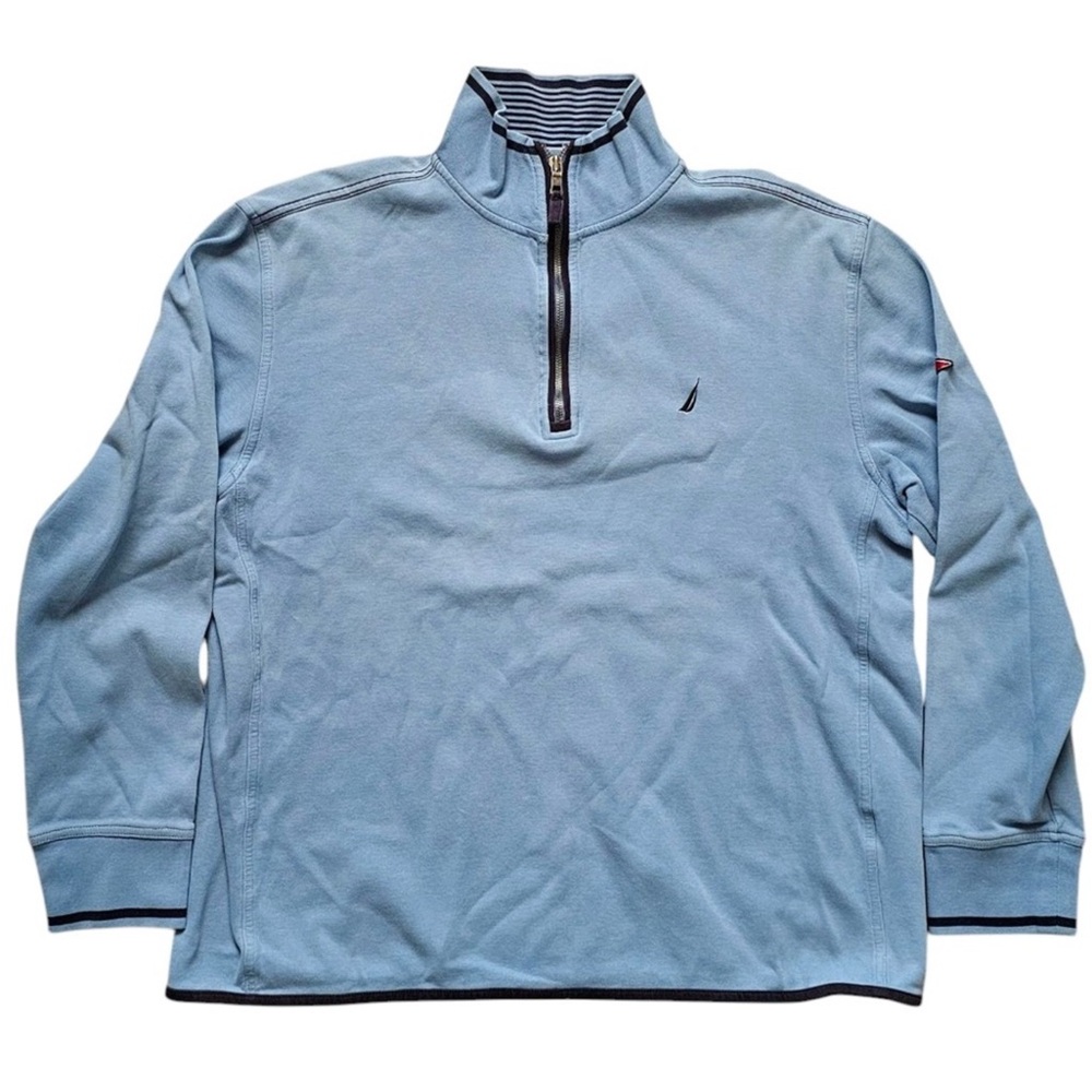Nautica Sky Blue Quarter-Zip Sweater Size Large